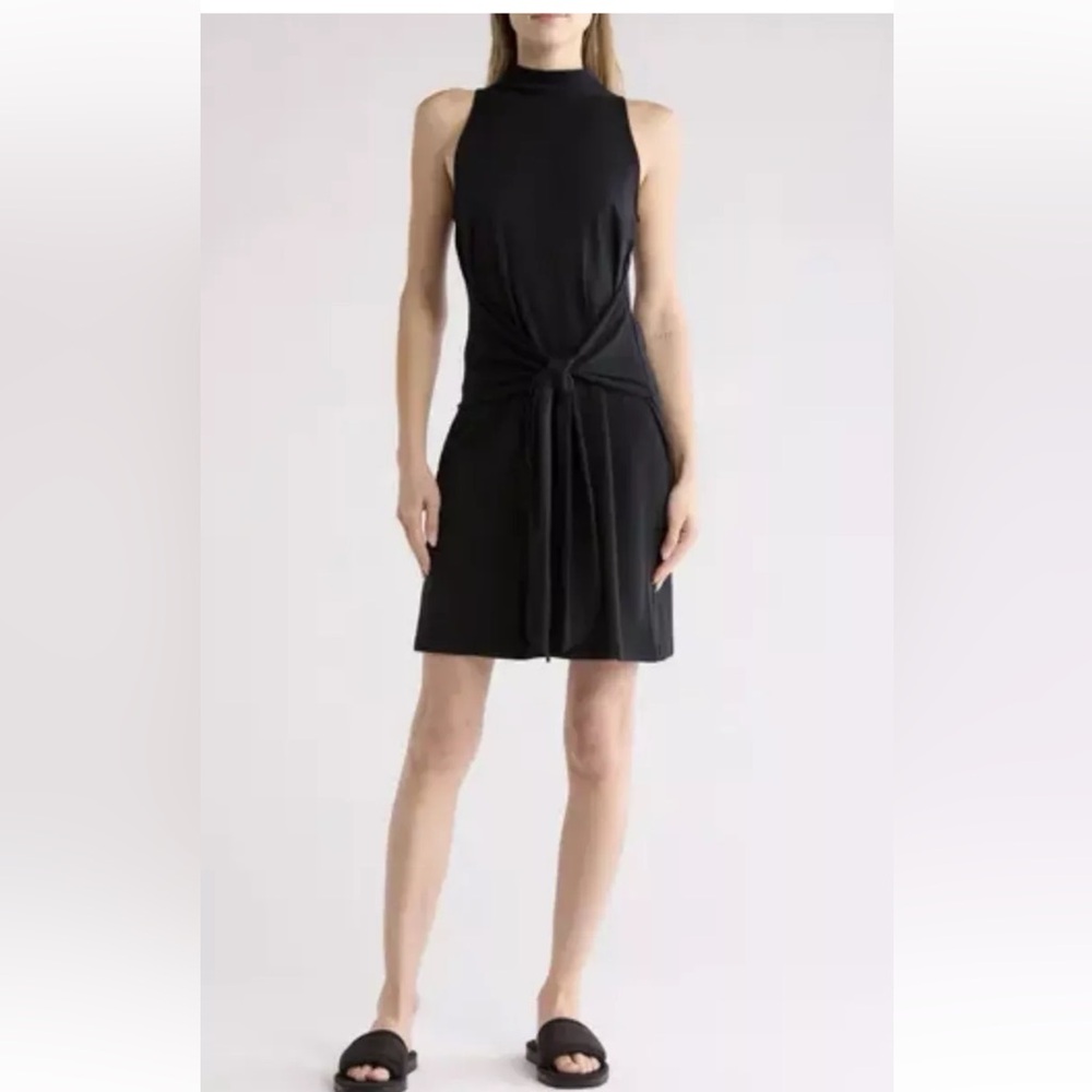 NWOT Vince Sleeveless Mock Neck Dress In Black Size Small